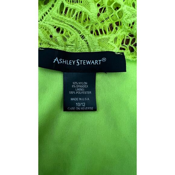 Ashley Stewart Lime Lace Dress & Shrug Set 90s Y2K Party Boho Size 10/12 - Picture 4 of 4